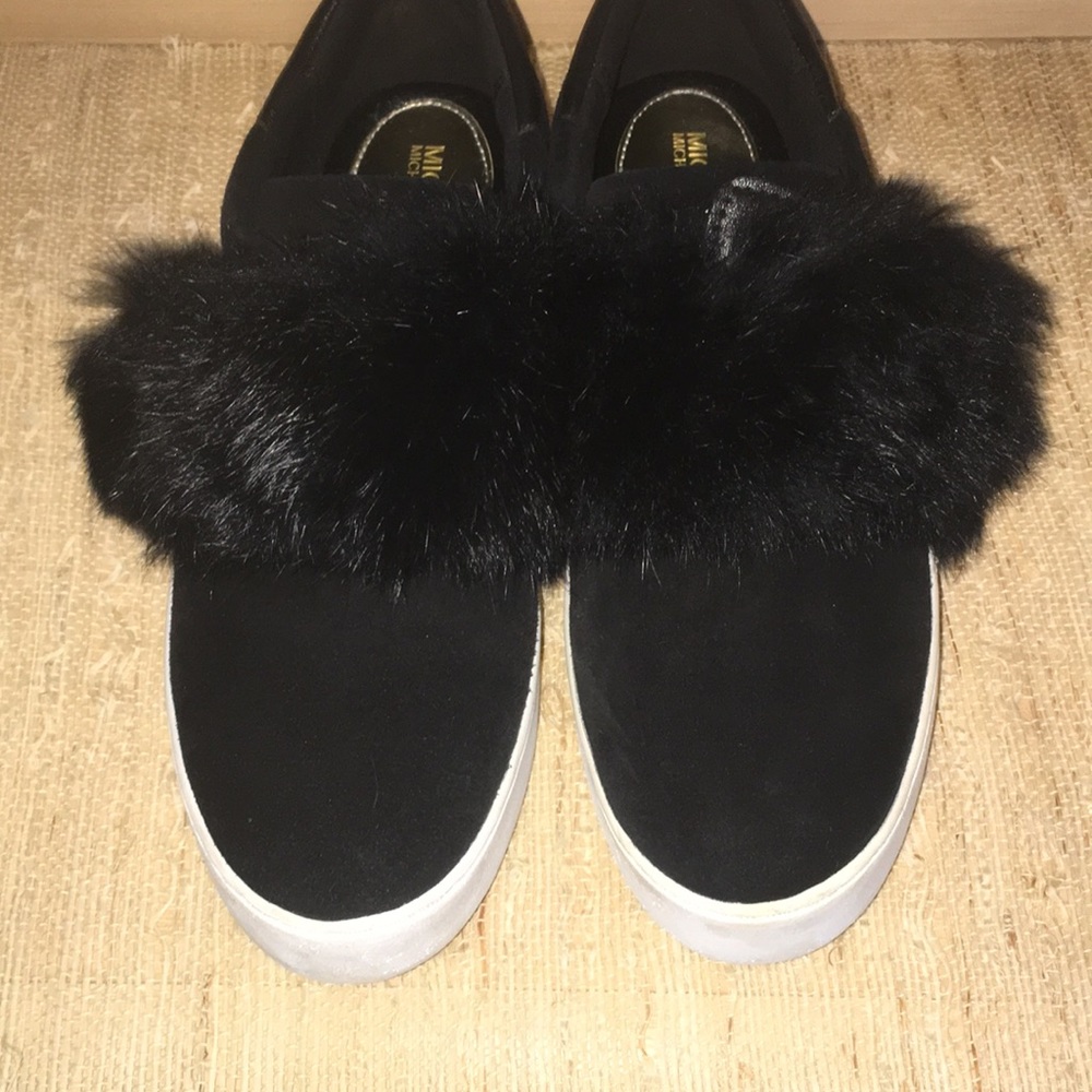Black Fur Sneakers